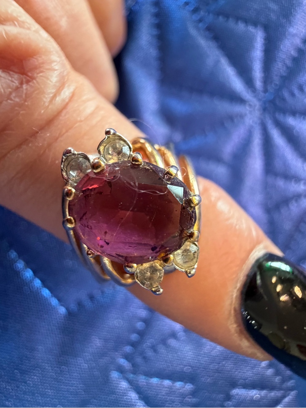 Park Lane Purple/pink Stone Gold-Tone Statement Ring – Size 7